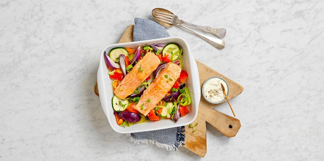 Fırında Sebzeli Norveç Somonu